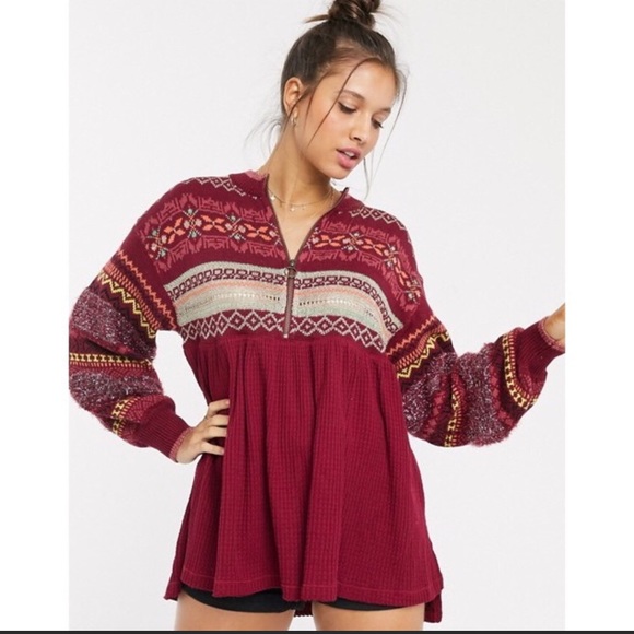 Free People Sweaters - NWT Free People Cabin Fever Fair Isle Sweater Sz M